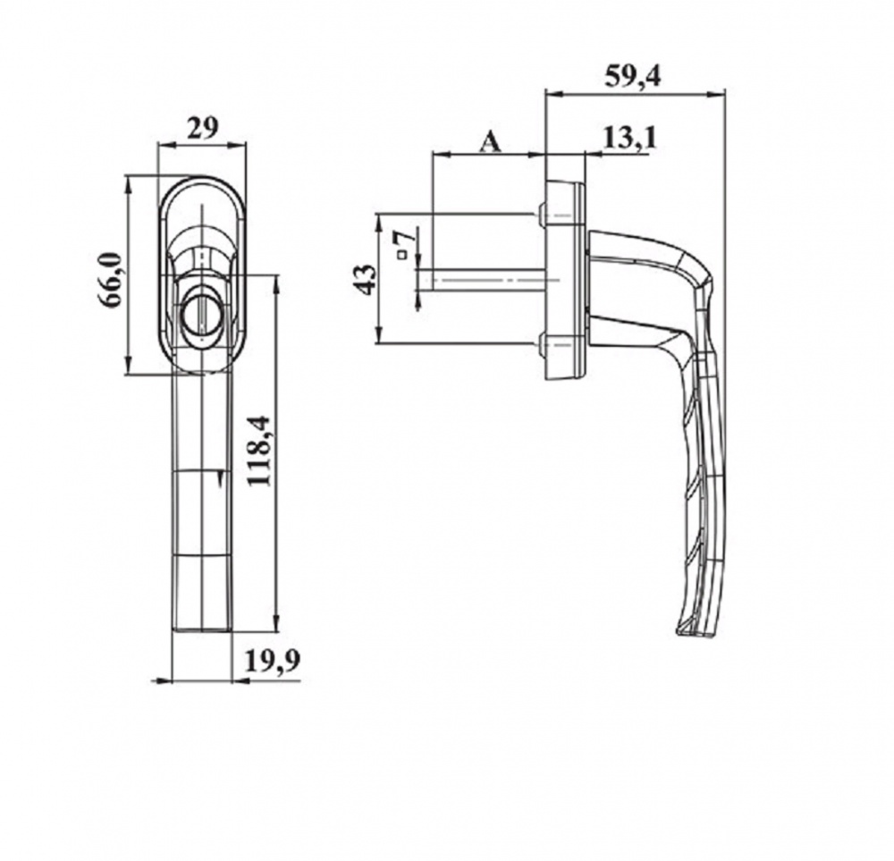 Ручка кнопка-ключ Kronos біла Ral 9016 WH 018/37