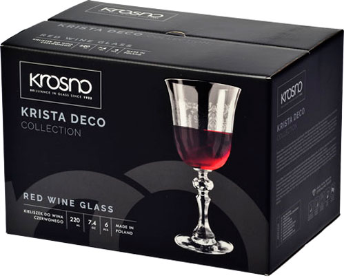 Набор бокалов для вина Krosno Prestige krista deco F576030022085EK0 220 мл 6 шт.