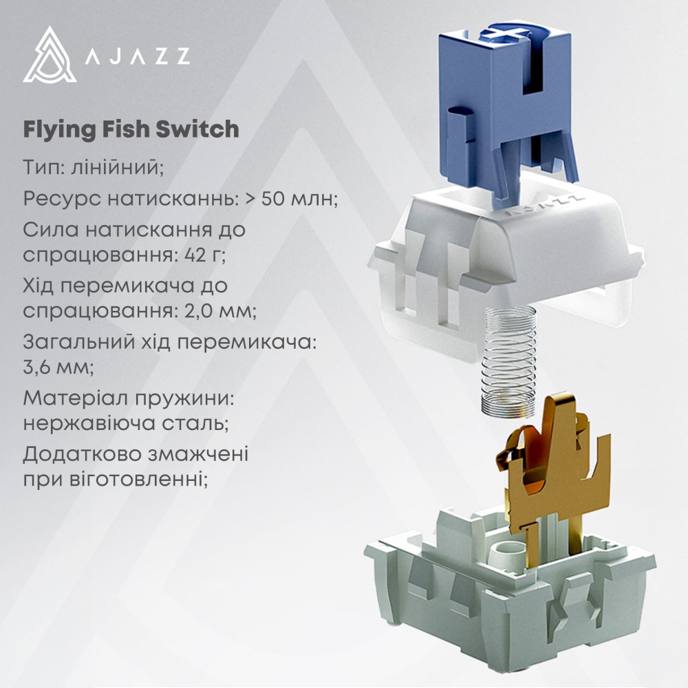 Клавіатура бездротова Ajazz AK820 Pro Flying Fish Switch (AK820PRO-FF-PWB) white