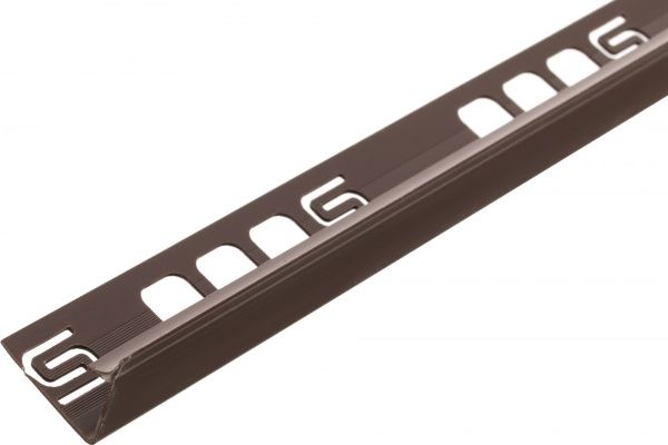 Уголок для плитки Salag внутренний 10 ПВХ 12 мм 2,5м темно-коричневый 