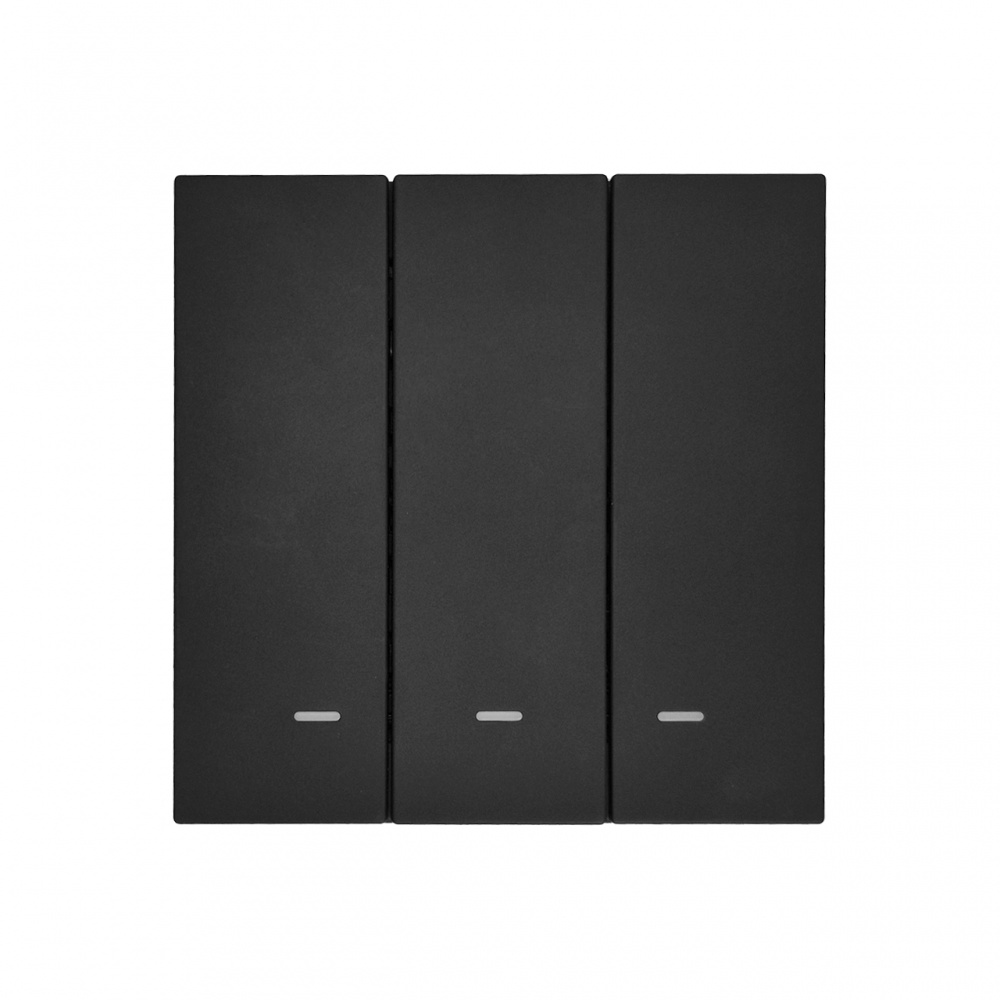 Выключатель трехклавишный HausMark INO с подсветкой черный LS-3G LED-GP-Black