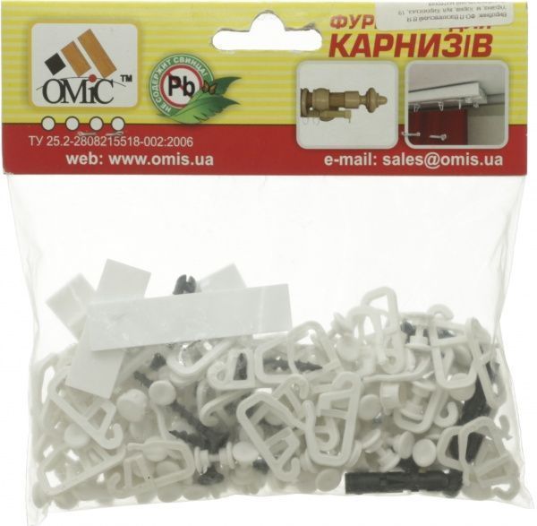 Комплект фурнітури ОМіС до стельового карнизу ОМ3 набірний 200 см білий 