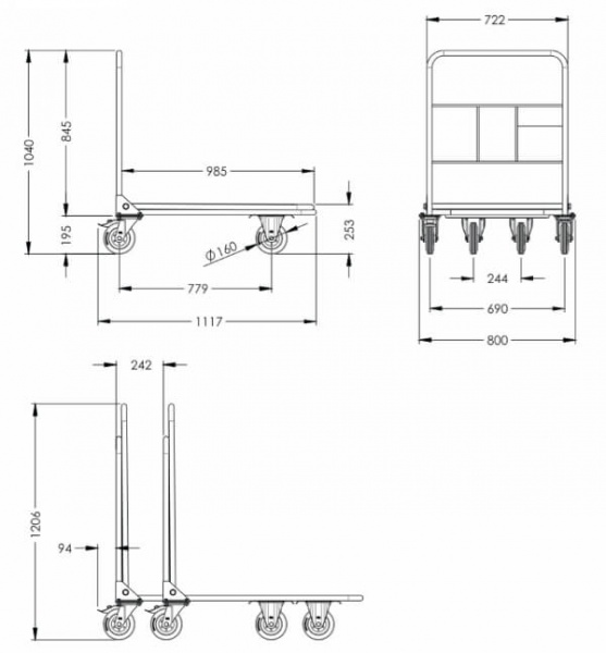 Тележка с откидной платформой STOREHOUSE SHVS-16