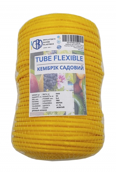 Підв'язка для рослин кембрік садовий 5х4 мм 1 кг 90 м моток (жовтий)