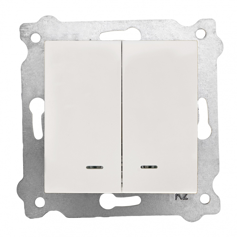 Вимикач кнопковий двоклавішний EXEN Karell з підсвіткою білий 290-000102-203