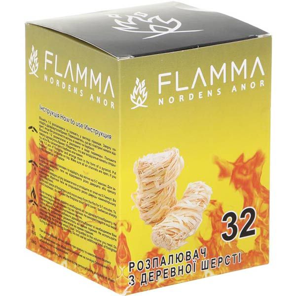 Розпалювач з деревної шерсті Flamma 32 шт.