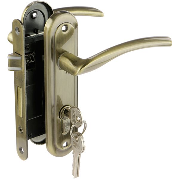 Замок врізний з ручками  Solo А-2005 PZ АВ PZ 62,5 мм стара бронза/