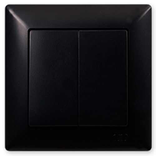Выключатель двухклавишный Gunsan Visage без подсветки черный VS 28 34 103