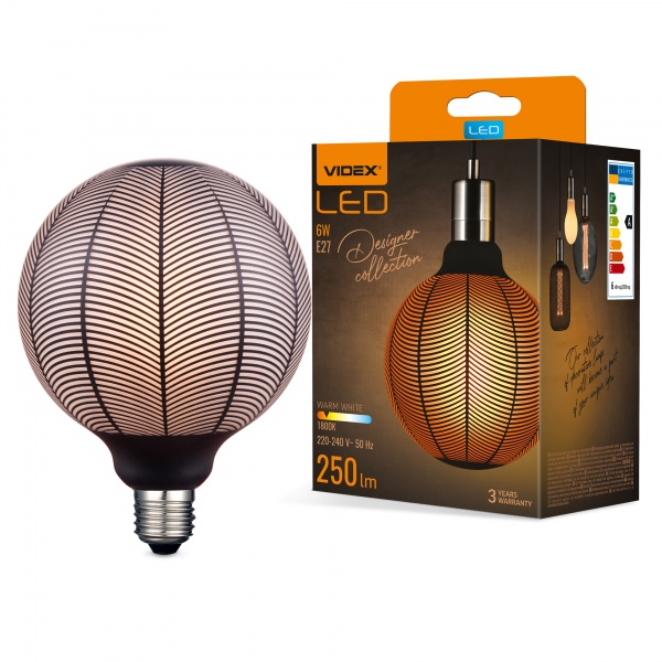 Лампа світлодіодна Videx FIL VL-DG125BN G125 6 Вт E27 1800 К 220 В жовта 27619 