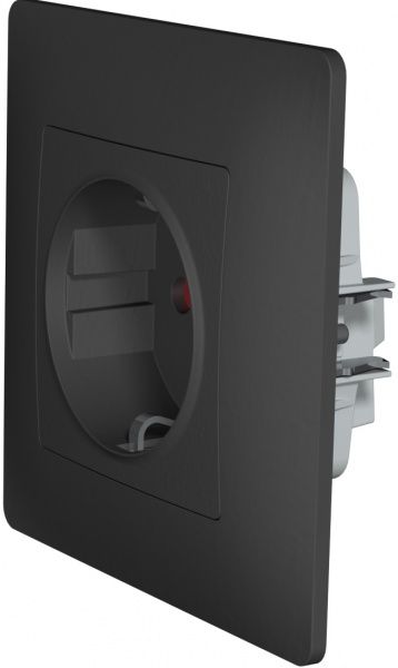 Розетка із заземленням Plank Electrotechnic Classic/Nordic зі шторками антрацит PLK0521241