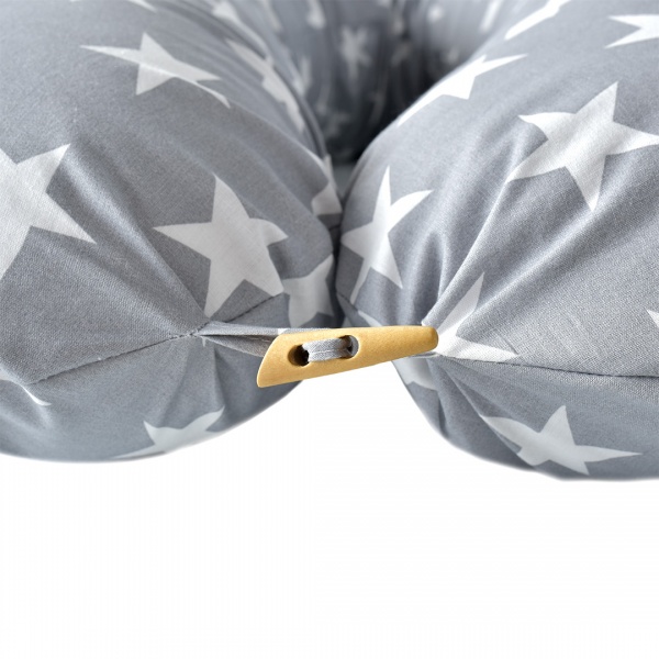 Подушка для годування 35х200 см Зірка з гудзиком сіра IDEIA