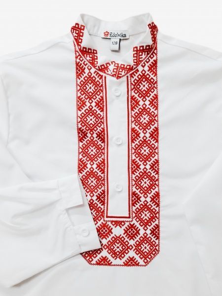 Вишиванка для хлопчиків Едельвіка 147-20/09 з червоною вишивкою р.152 білий 