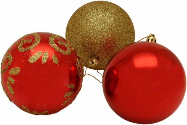 Набір іграшок Куля новорічна червона/золота d100 мм 21 шт./уп. 