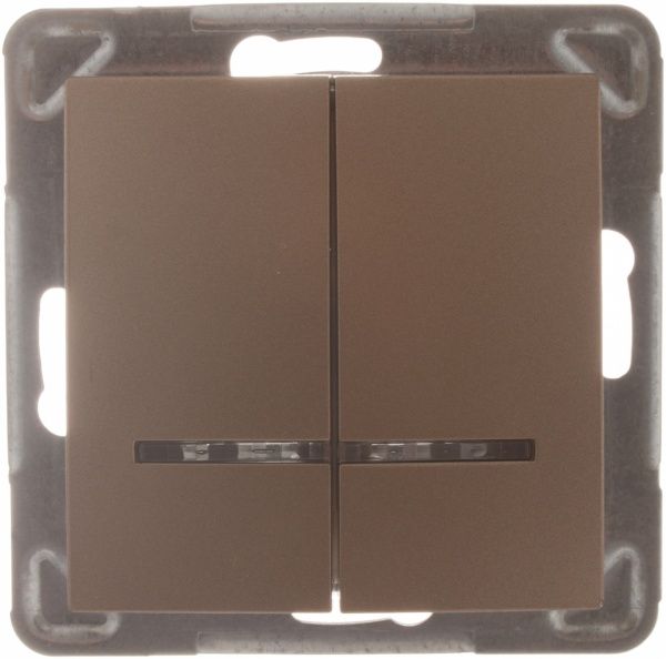 Вимикач двоклавішний Ospel Impresja з підсвіткою 16 А 250В IP20 золотий