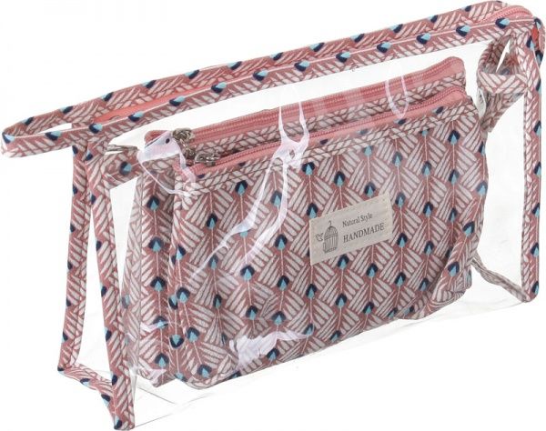 Набір косметичок Перо 3 шт B107-9 рожевий 