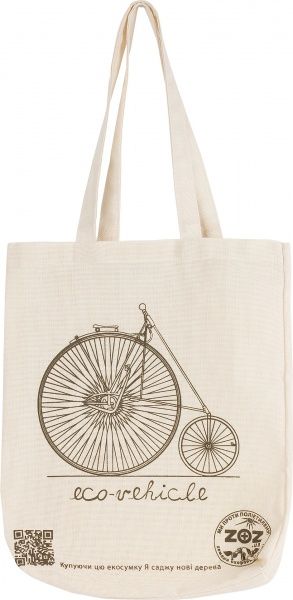Экосумка ZOZ Велосипед ткань черный с белым  