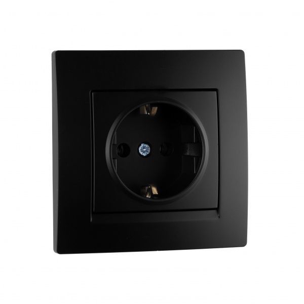 Розетка із заземленням UP! (Underprice) One Plus з кришкою антрацит 706-4242-122B