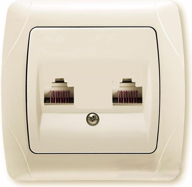 Розетка  Viko Carmen 2хRJ45 кремовая
