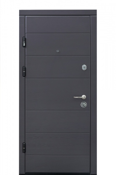 Двері вхідні Міністерство дверей КС (квартира) дуб грифель / пломбір горизонт 2050х860 мм ліві