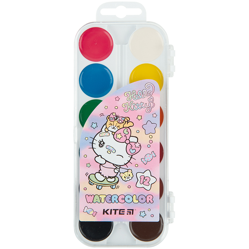 Краски акварельные медовые Hello Kitty 12 цветов HK23-061 KITE