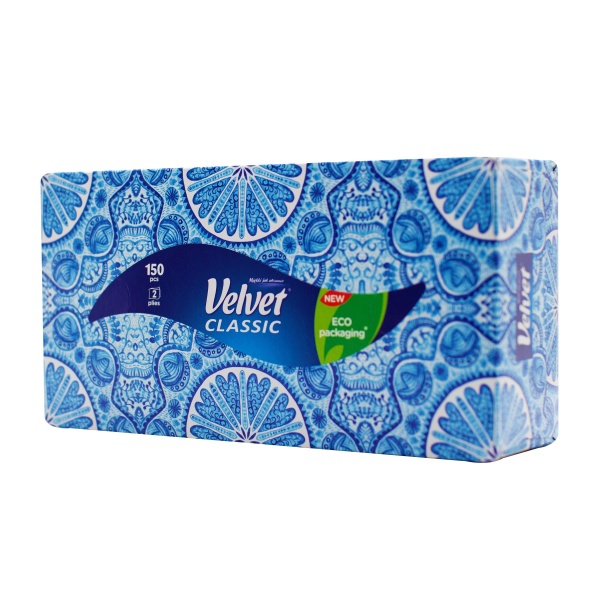 Салфетки бумажные в коробке Velvet гигиенические 2 слой 150 шт.