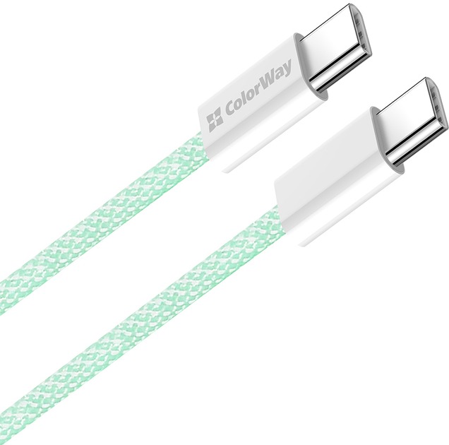 Кабель ColorWay Type-C - Type-C braided cotton PD Fast Charging 60W 3А 1 м зелений (CW-CBPDCC061-G)