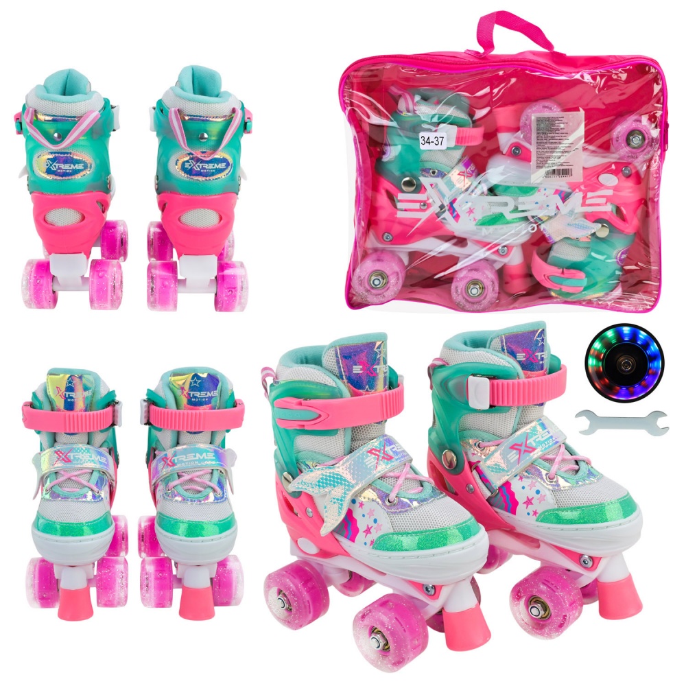 Роликовые коньки Shantou Extreme Motion M RL25437 р. 34-37 зеленый