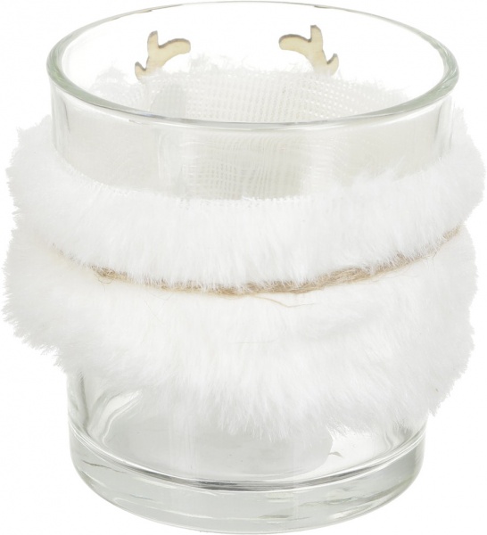 Подсвечник с искусственным мехом 73х73х80 мм