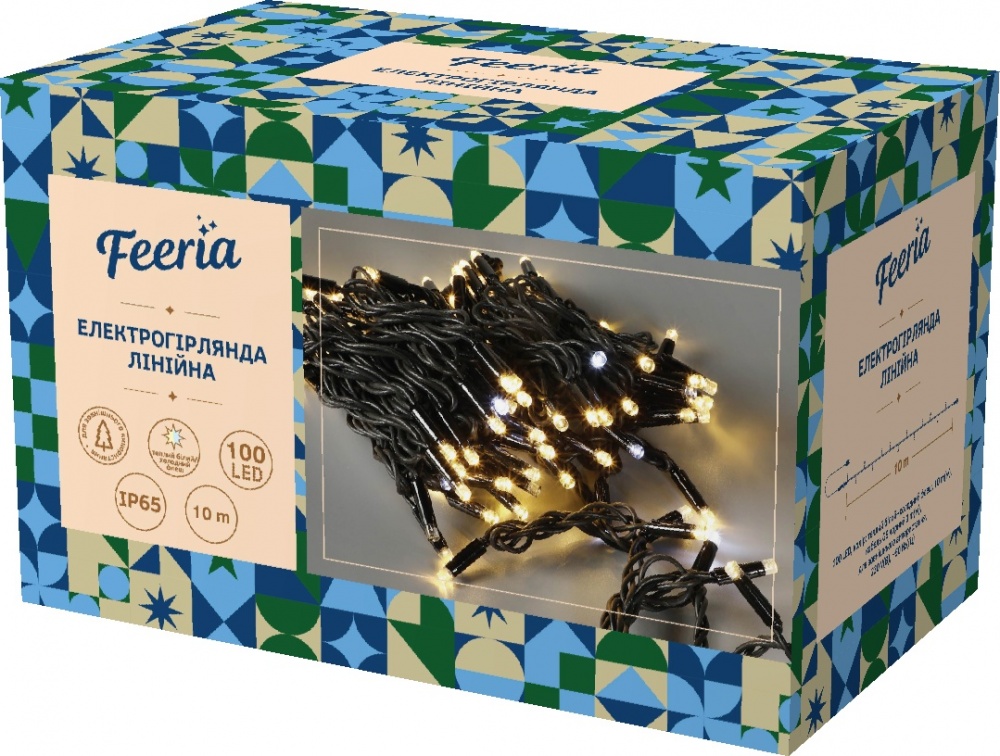 Электрогирлянда линейная Феєрія QC4006 светодиодная (LED) 100 ламп 10 м