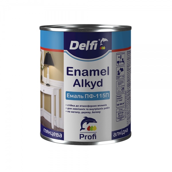 Емаль Delfi ПФ-115П салатовий глянець 0,9л