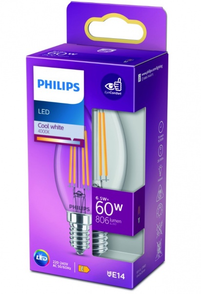 Лампа світлодіодна Philips B35 4,5 Вт E14 4000 К 220-240 В прозора 929002028115 