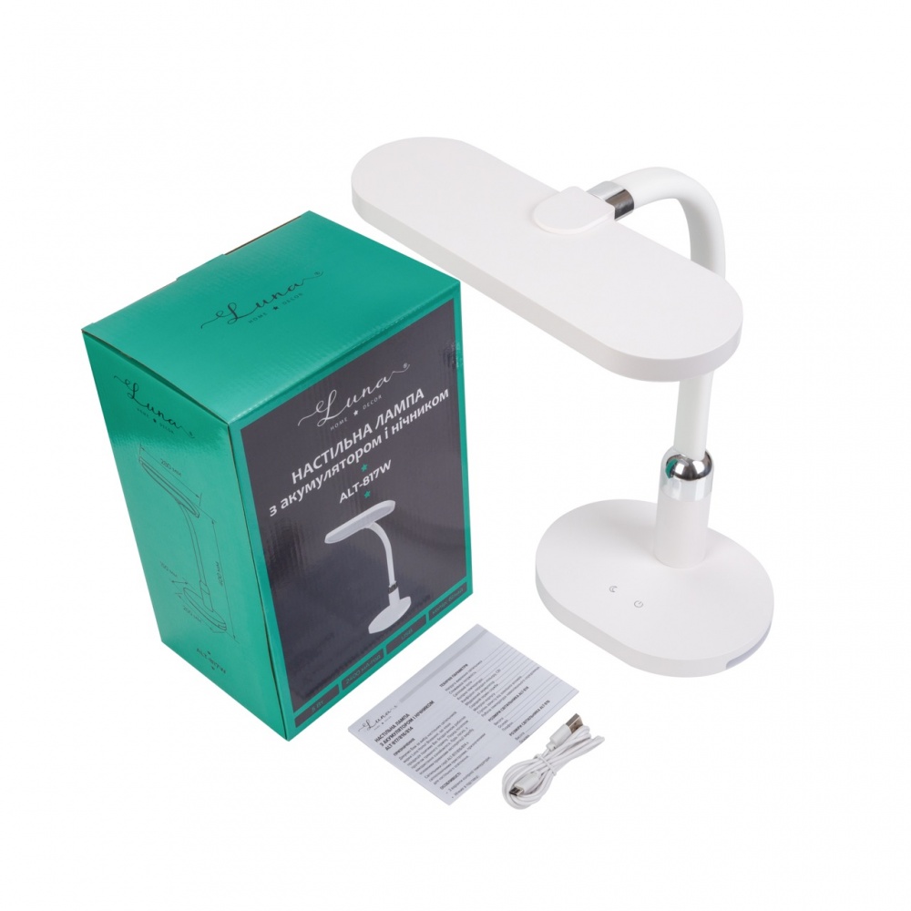 Настольная лампа аккумуляторная Luna Home 5 Вт без цоколя белый ALT-817W