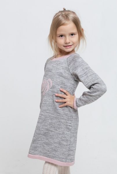 Туніка для дівчаток ART KNIT Серце р.98-104 сірий із рожевим 
