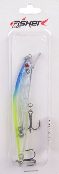 Воблер Clepsydra FLU-E075 7,5 г 90 мм #3 желтый с синей головой