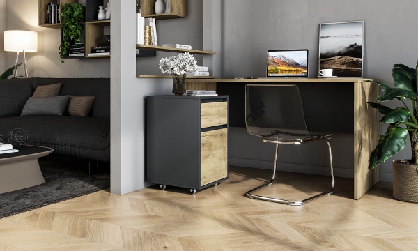 Тумба мобильная Грейд Ален 402х670х450 мм графит 