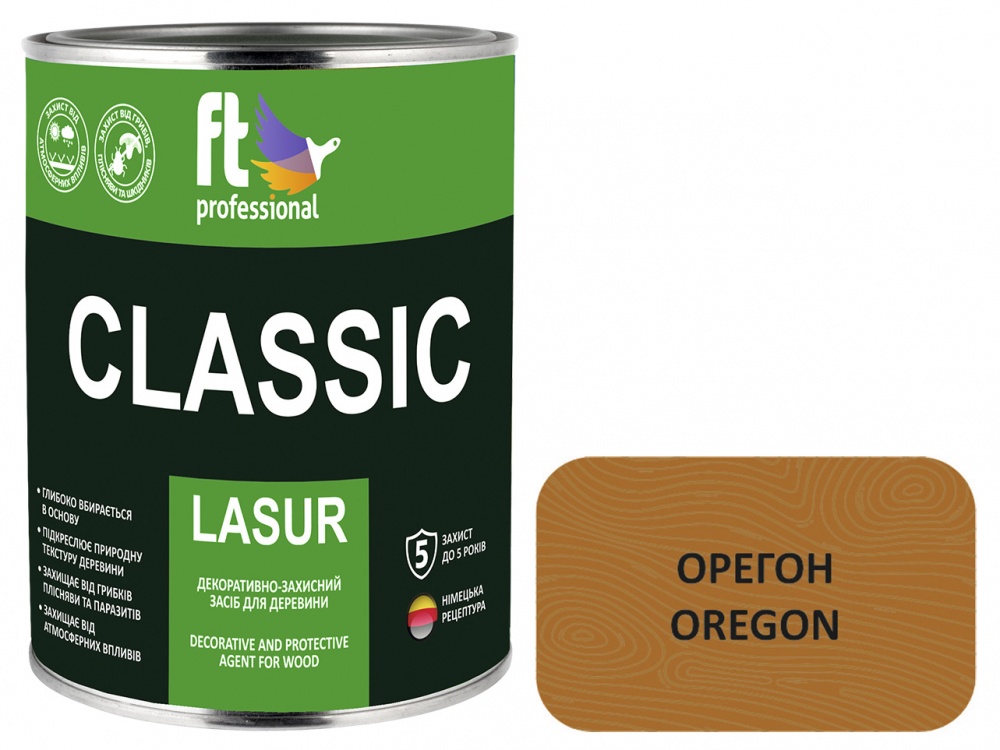 Защитное средство FT Professional CLASSIC LASUR орегон шелковистый мат 0,9 л