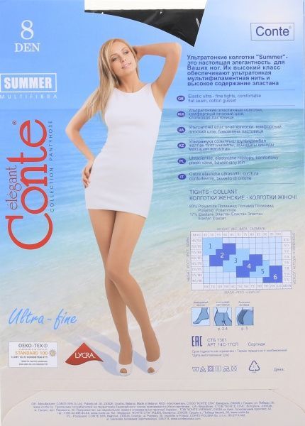 Колготки Conte SUMMER 8 den Nero р. 4 черный 