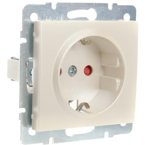 Розетка із заземленням Lezard Rain 16 А 250 В зі шторками перлинно-білий 703-3088-124B
