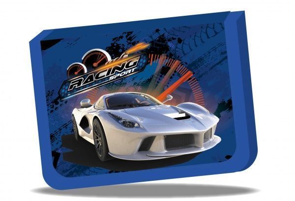 Пенал школьный на замке 21x13,5x4 см Спорткар синий с рисунком