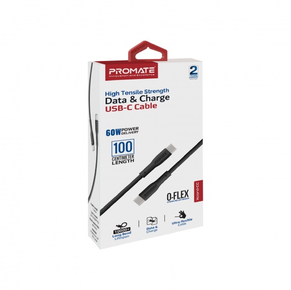 Кабель Promate xCord-CC USB-C to USB-C 3А 1 м 1 м чорний (xcord-cc.black) 