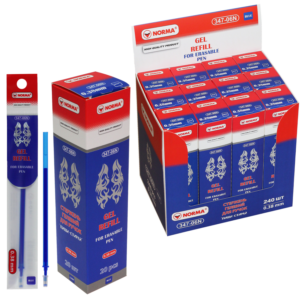 Стрижень гелевий пиши-стирай 347-06N 0,38 мм синій 01200036 NORMA 1 шт.