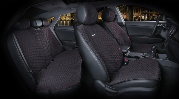 Накидка на сидіння Carfashion Palermo Plus 21763 4 шт. чорний із червоним