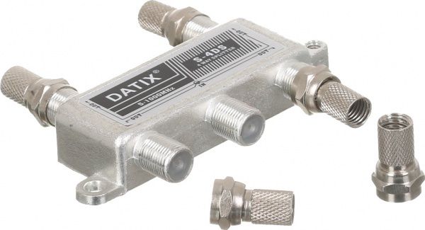 Разветвитель Datix на 4 выхода + 5 коннекторов серебряный Split 4 к-т
