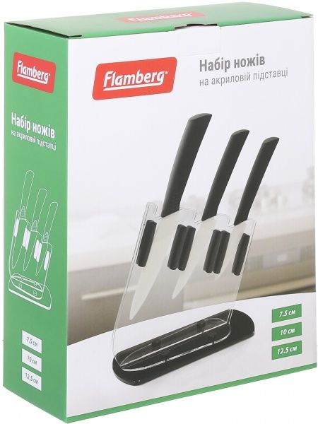 Набор ножей на подставке акриловой 3 предмета Flamberg