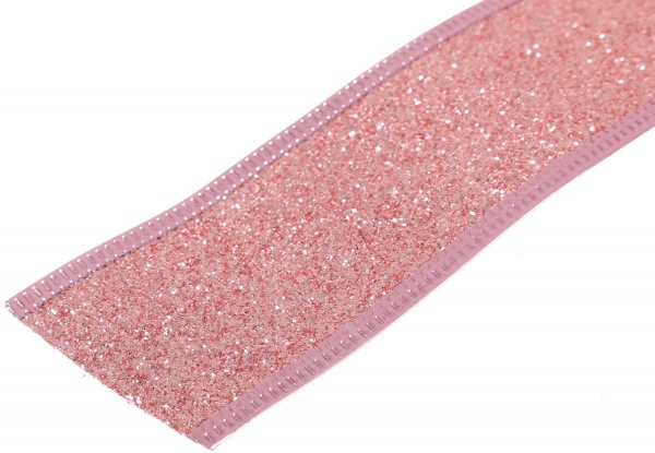 Стрічка декоративна з блискітками рожева 38х2700 мм ANM800710 