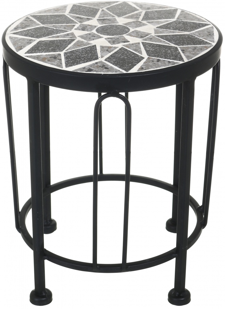 Підставка для квітів кругла з мозаїкою JF232310-3 20х20x25 см чорний/чорний