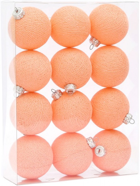 Игрушка на елку Котоновые шарики 12 шт. Salmon d80 мм 8 см 12 шт./уп. 