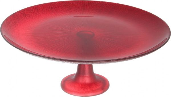 Тортниця Crystal 33 см червона Dekor Cam 