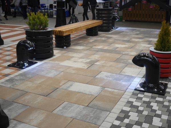 Тротуарна плитка Золотой Мандарин Неоліт 600х300х60 червона