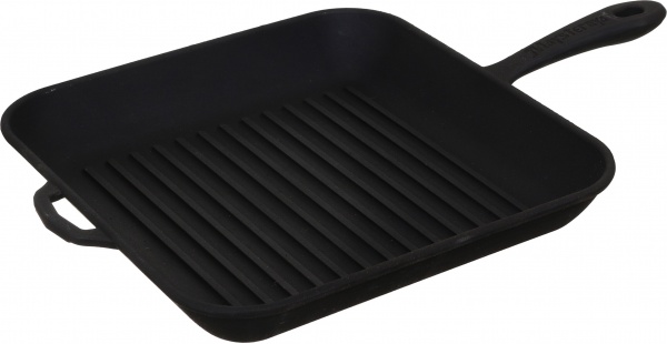 Сковорода-гриль чавунна лита з металевою ручкою 28x28x4см Maysternya